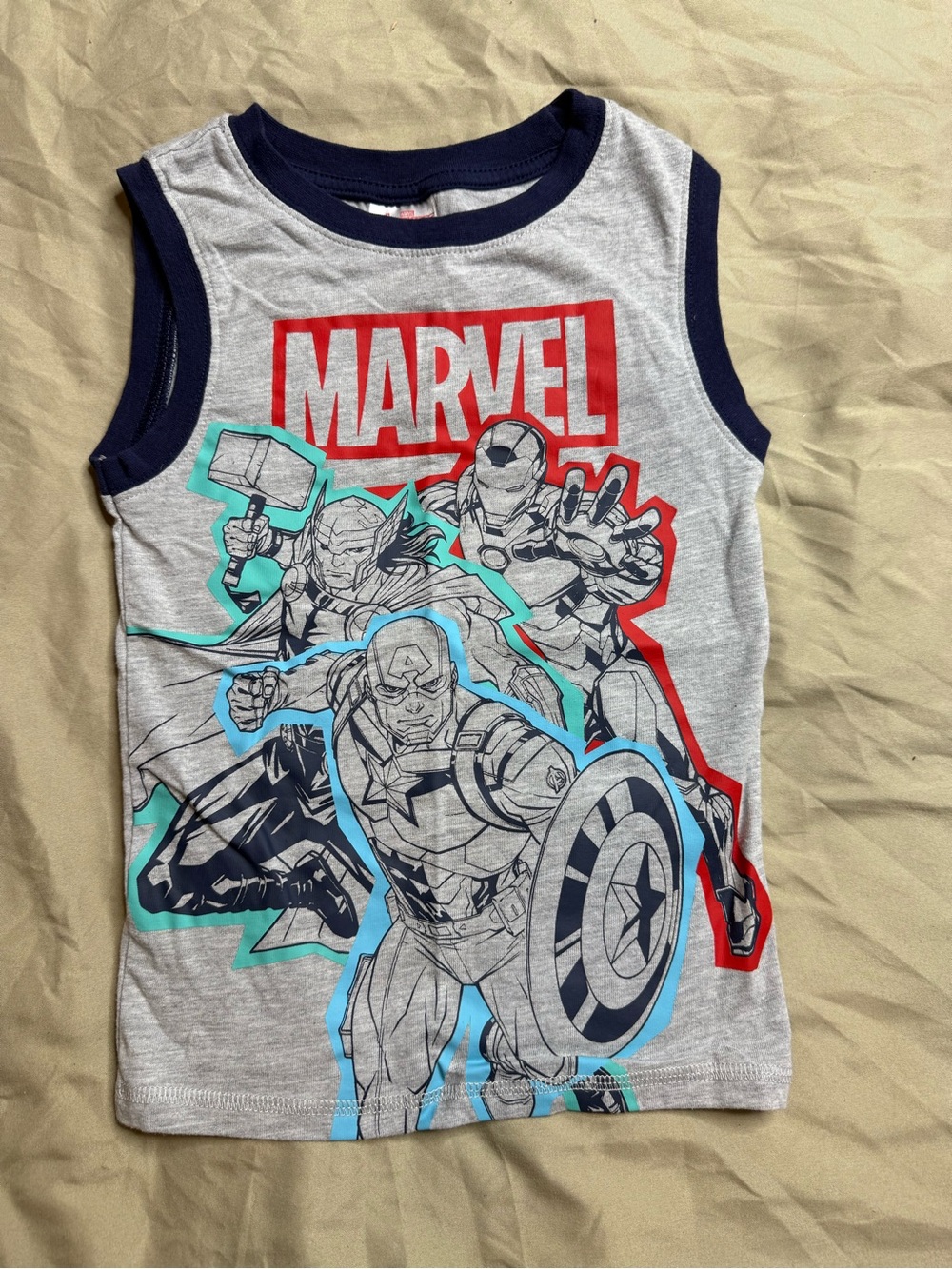 🔥2 for $10🔥 Marvel Boys' Gray Sleeveless Superhero Tank Top Small (6)